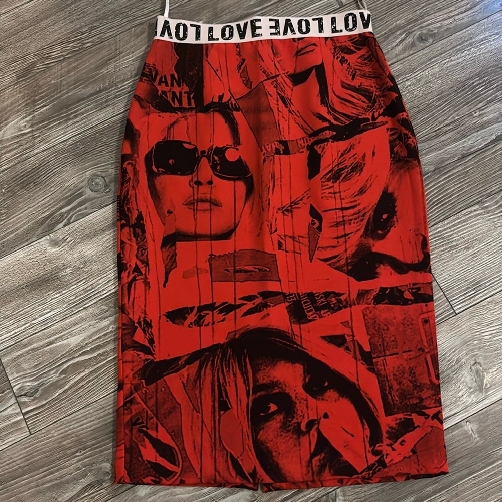 VINTAGE GRAPHIC TENAX MADE IN ITALY PENCIL SKIRT SIZE 42 / M STRETCH WAIST